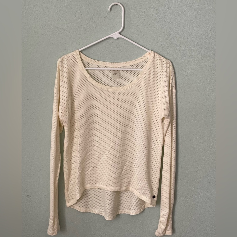Calia by Carrie Underwood White Perforated Long Sleeve Top Sz Small